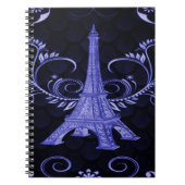Carnet Tour Eiffel aux perles florales violettes (Devant)