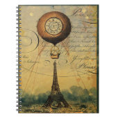 Carnet Tour Eiffel Ballons à air chaud Steampunk (Devant)