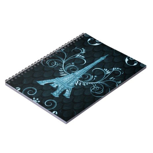 Carnet Tour Eiffel Blue Floral (Côté gauche)