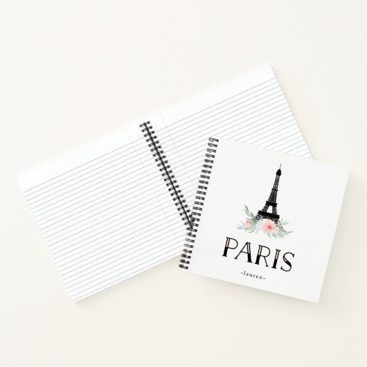 Carnet Tour Eiffel branchée et Fleurs Roses Rouges | Pari (Intérieur)