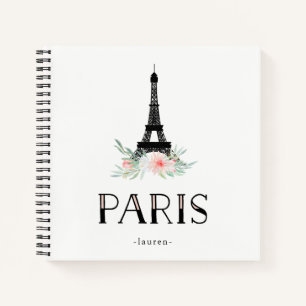 Carnet Tour Eiffel branchée et Fleurs Roses Rouges   Pari