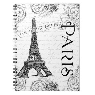 Carnet Tour Eiffel en noir et blanc