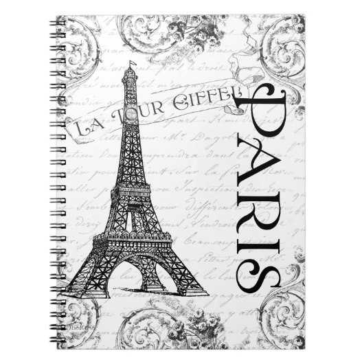 Carnet Tour Eiffel en noir et blanc (Devant)