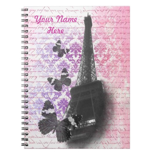 Carnet Tour Eiffel & papillons (Devant)