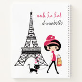 Carnet Tour Eiffel Paris Fille et chat personnalisée (Dos)