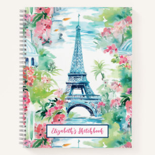 Carnet Tour Eiffel Paris France Artiste Floral