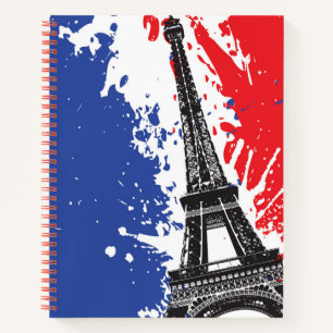 Carnet Tour Eiffel Paris, France Drapeau Grunge