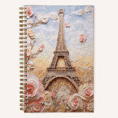 Carnet Tour Eiffel Paris France Floral rose (Recto)