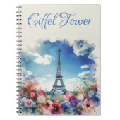 Carnet Tour Eiffel Paris Monogramme Floral | (Devant)