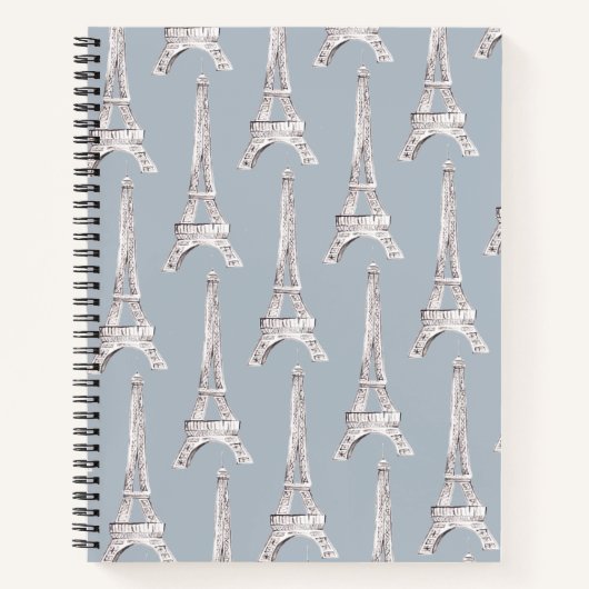 Carnet Tour Eiffel Paris Motif Français Aquarelle (Devant)
