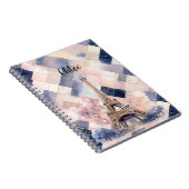 Carnet Tour Eiffel Rose Bleu Français Chic (Côté Droit)