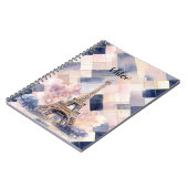 Carnet Tour Eiffel Rose Bleu Français Chic (Côté gauche)