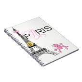 Carnet Tour Eiffel Ruban Rose Paris France Caniche Chic (Côté Droit)