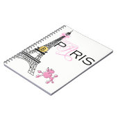 Carnet Tour Eiffel Ruban Rose Paris France Caniche Chic (Côté gauche)