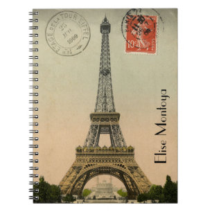 Carnet Tour Eiffel vintage de Paris personnalisé