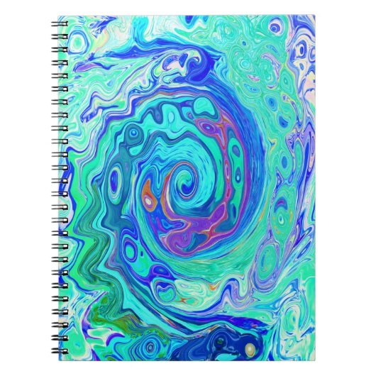 Carnet Tourbillon Liquide Bleu et Vert Groovy Abstrait Oc (Devant)