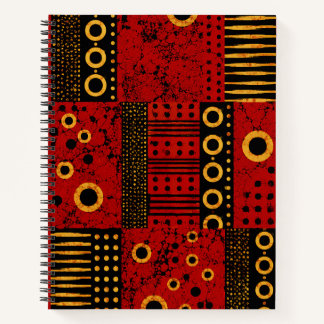 Carnet Tourbillon tribal africain rouge en patchwork en s