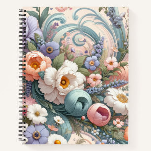 Carnet Tourbillons floraux Whimsical en Pastel