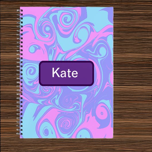 Carnet Tourbillons roses et bleus abstraits