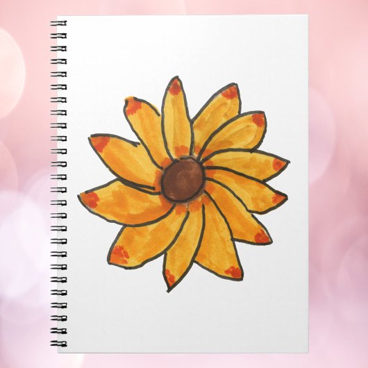 Carnet Tournesol Encre Jaune Main Tirée