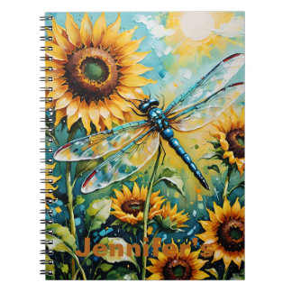 Carnet Tournesol et dragon, tournesol, libellule