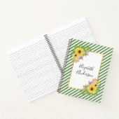 Carnet Tournesol jaune aquarelle, cadre et rayures (Intérieur)