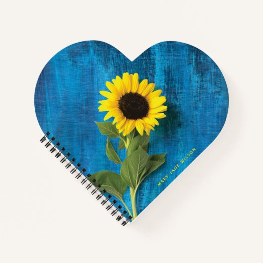 Carnet Tournesol jaune gras sur bleu (Devant)