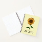 Carnet Tournesol jaune Nom et message personnalisés (Intérieur)