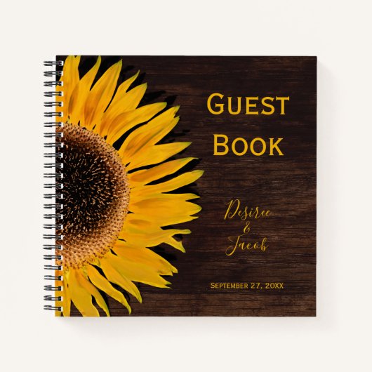 Carnet Tournesol Jaune rustique Pays Bois Brown (Devant)