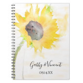 Carnet Tournesol jaune sur aquarelle Mariage blanc (Devant)