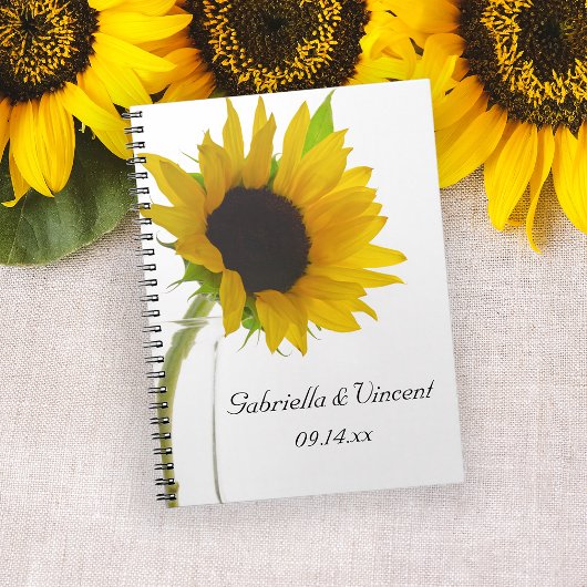 Carnet Tournesol jaune sur Mariage blanc