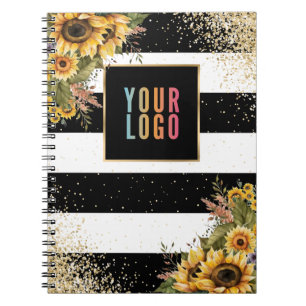Carnet Tournesol Logo Or Noir Promotionnel Entreprise