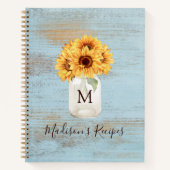 Carnet Tournesol Mason Jar Blue Wood Recette (Devant)