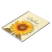 Carnet Tournesol Nom | Journal Floral Jaune (Côté gauche)