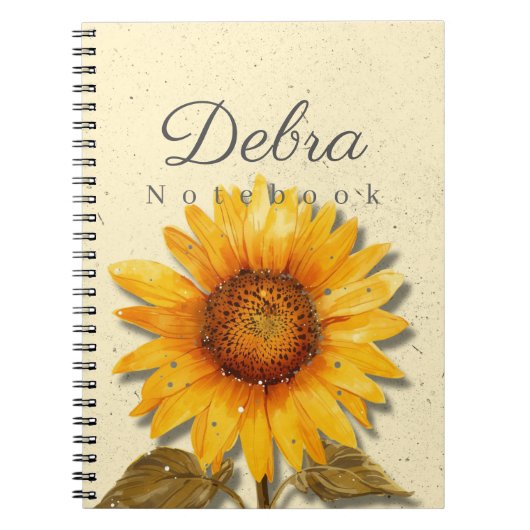 Carnet Tournesol Nom | Journal Floral Jaune (Devant)