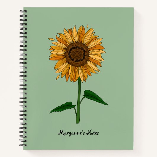 Carnet Tournesol Nom & Message Personnalisés (Devant)