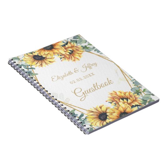 Carnet Tournesol Rustique élégant Mariage géométrique or (Côté Droit)