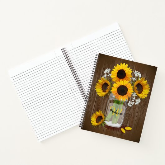 Carnet Tournesol rustique Mason Jar Monogramme (Intérieur)