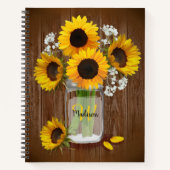 Carnet Tournesol rustique Mason Jar Monogramme (Devant)