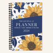 Carnet tournesols bleu jaune simple esthétique élégante (Recto)