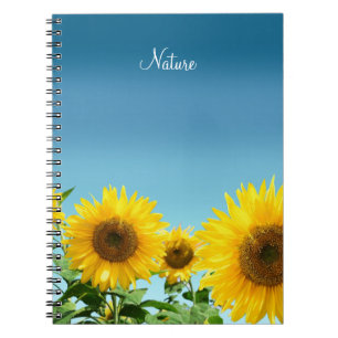 Carnet Tournesols élégants sur des nuances de bleu ciel