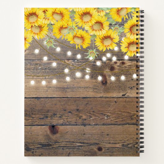Carnet Tournesols rustiques Bois Chaîne Lumières Recette (Dos)