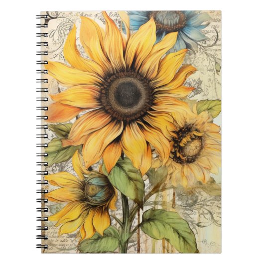 Carnet Tournesols vintage. (Devant)