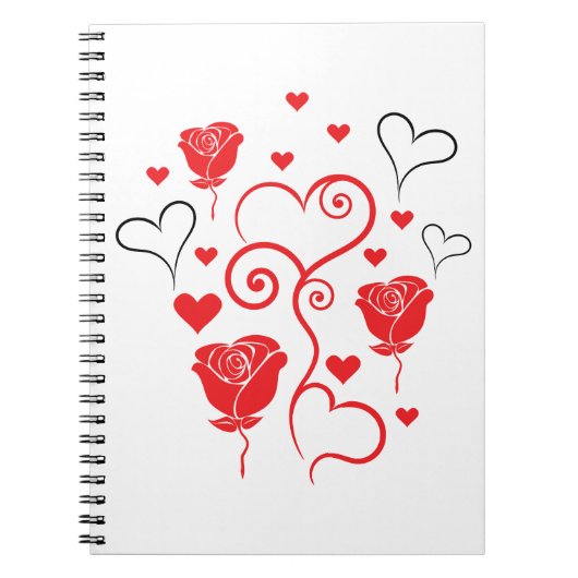 Carnet Tournures de cœurs et de roses (Devant)