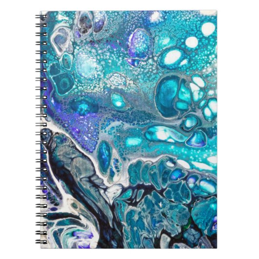 Carnet Tourquoise Abstraite et spirale de peinture bleue (Devant)