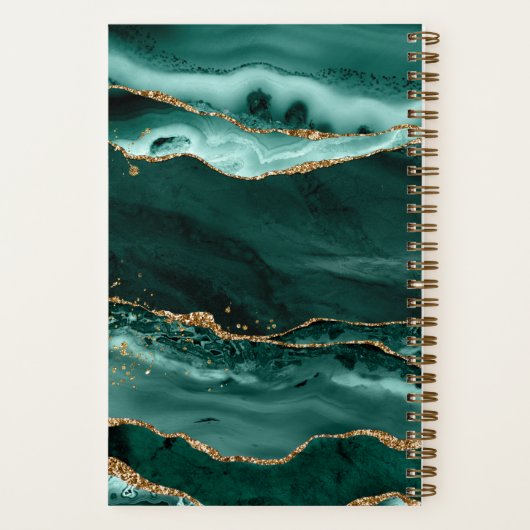 Carnet Tourquoise Agate Gold Parties scintillant Script M (Verso)