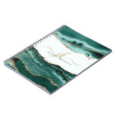 Carnet Tourquoise Agate Gold Parties scintillant Script M (Côté gauche)