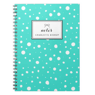 Carnet Tourquoise gouttes de neige Motif Personnalisé