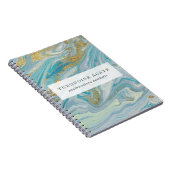 Carnet Tourquoise & Or Agate Pierre Géode Marbre Swirl (Côté Droit)