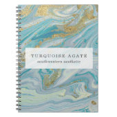 Carnet Tourquoise & Or Agate Pierre Géode Marbre Swirl (Devant)